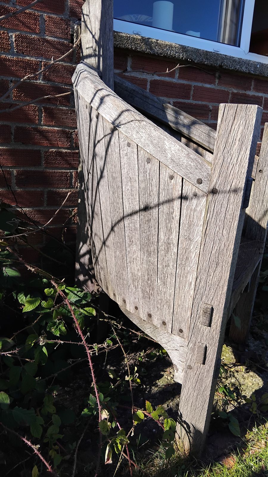 Old Crafted 3 Legged Oak Garden Chair photo Garden Furniture