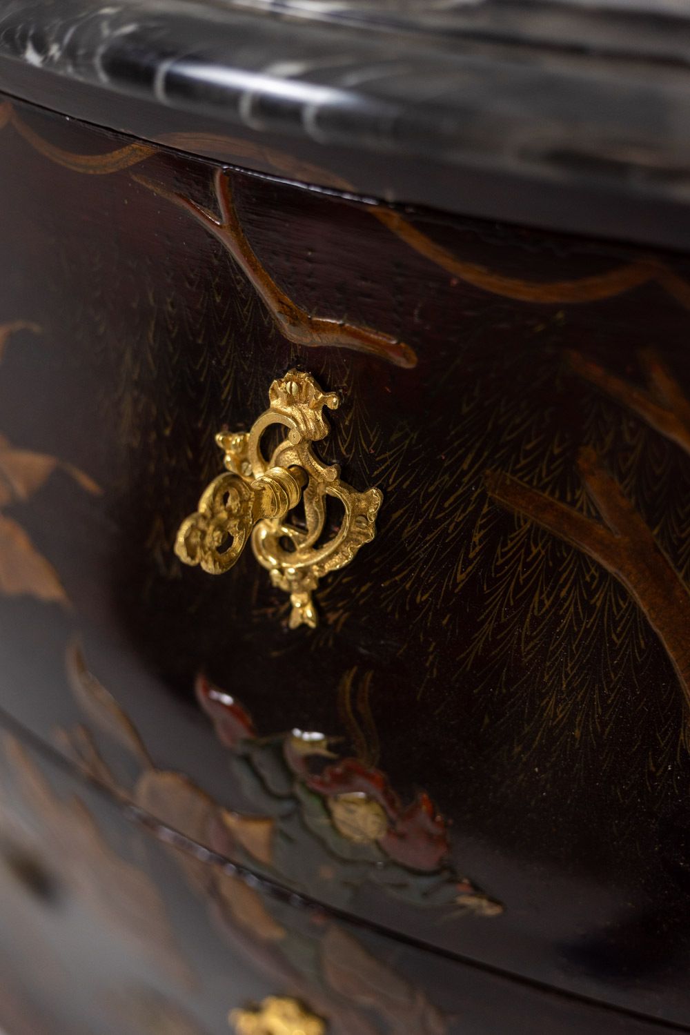 Lacquer Saute Chest Of Drawers With Marble. 1950s. photo vintage