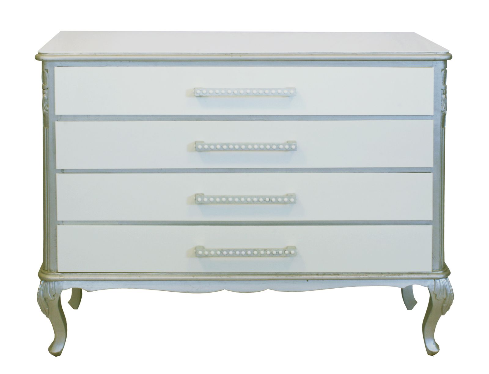 "Classic Meets Plastic" Restyled Chest Of Drawers By Habitat Improver With Silver Leaf And White Lucite photo vinterior