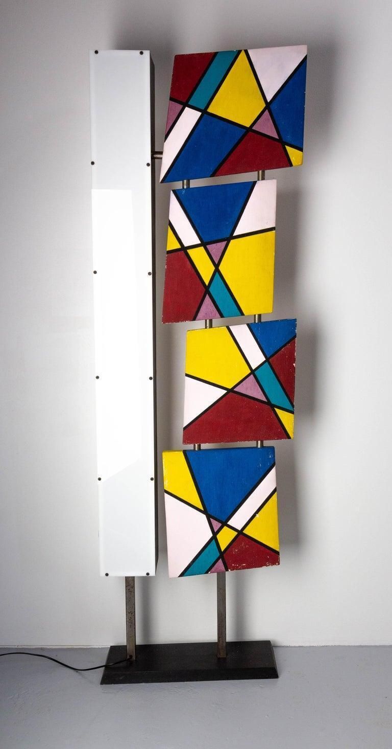 French Floor Lamp With Mondrian Style Paintings, Circa 1990 photo vintage