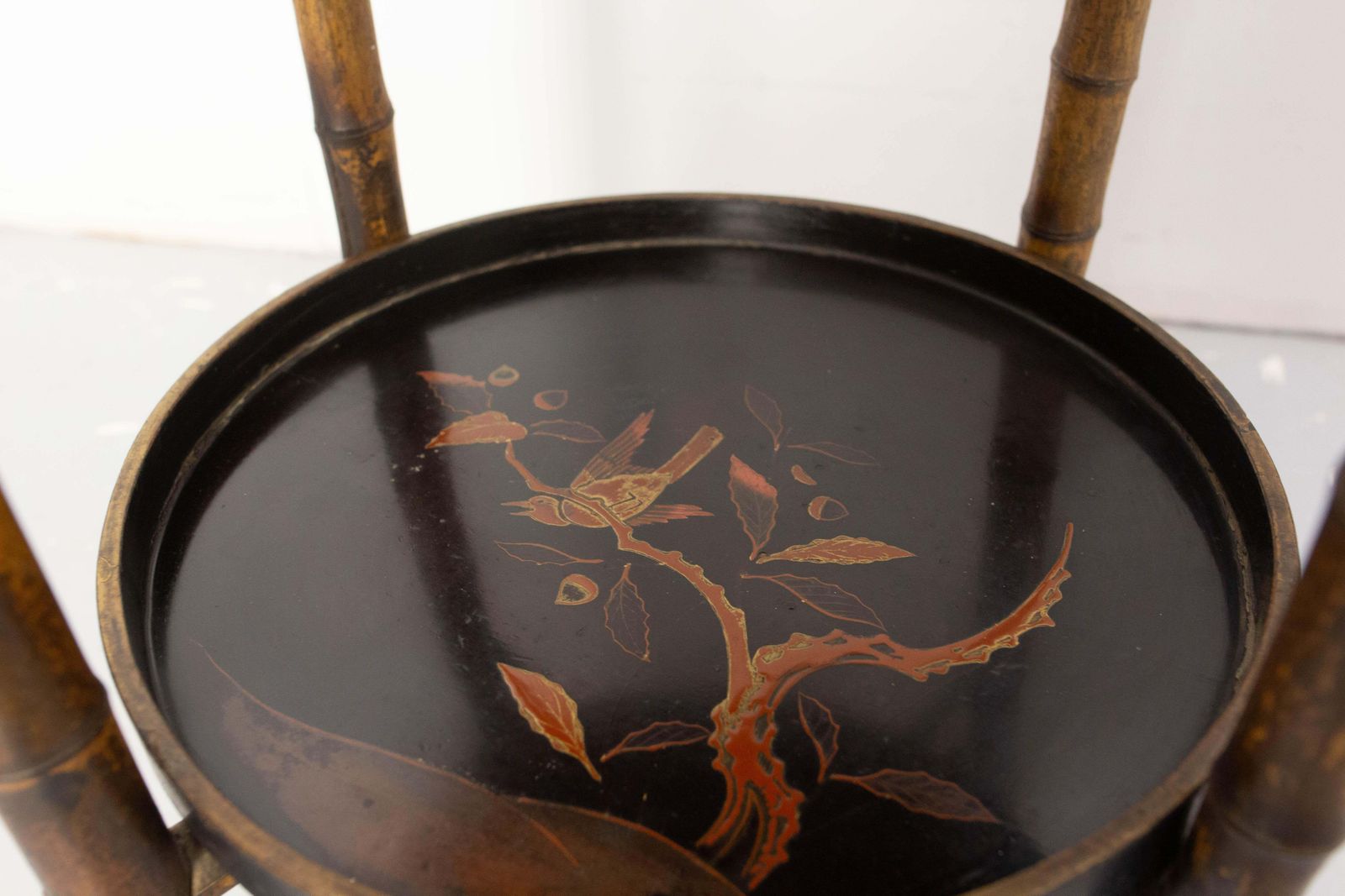 photo for sale French Napoleon III Bamboo & Lacquered Wood Chinese Style Sellette Late 19th C