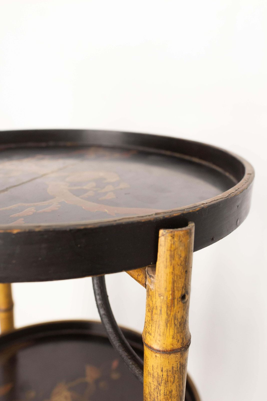 photo vinterior French Napoleon III Bamboo & Lacquered Wood Chinese Style Sellette Late 19th C