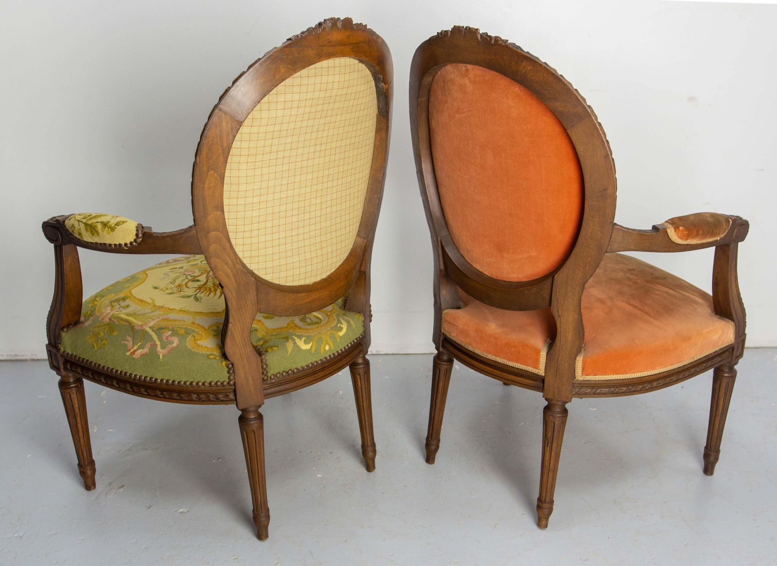 Pair Of French Open Armchairs Louis XVI Medallion Fauteuils, Circa 1900 photo buy