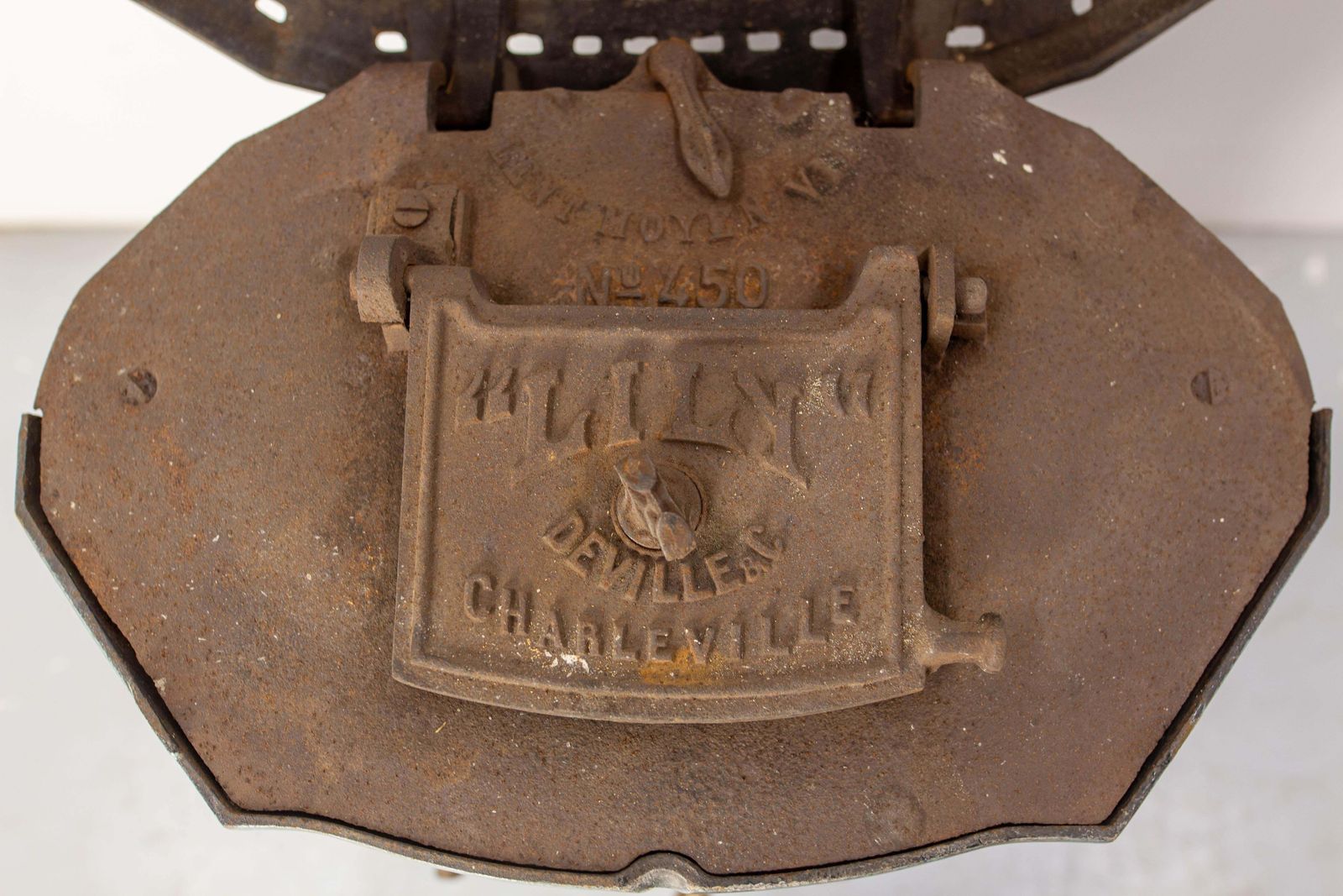 1652.0 French Small Art Deco Blue Enamelled Cast Iron Wood/Coal Stove photo