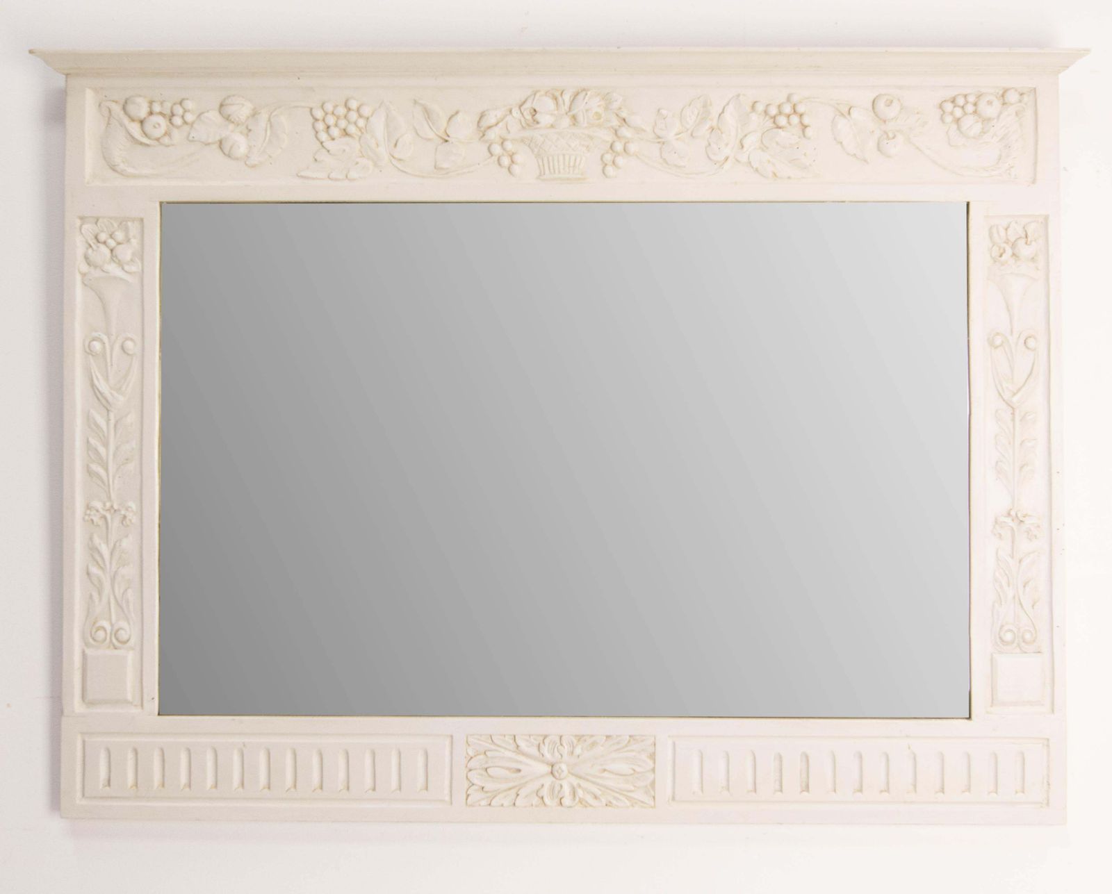 French Wall Wood Painted Mirror Decorated With Fruits Louis XVI Style Circa 1900 photo for sale