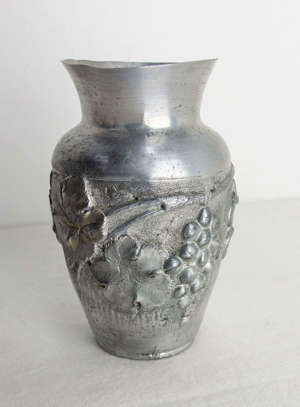 photo for sale French Set Three Vases Aluminium Vegetal Decoration Circa 1930