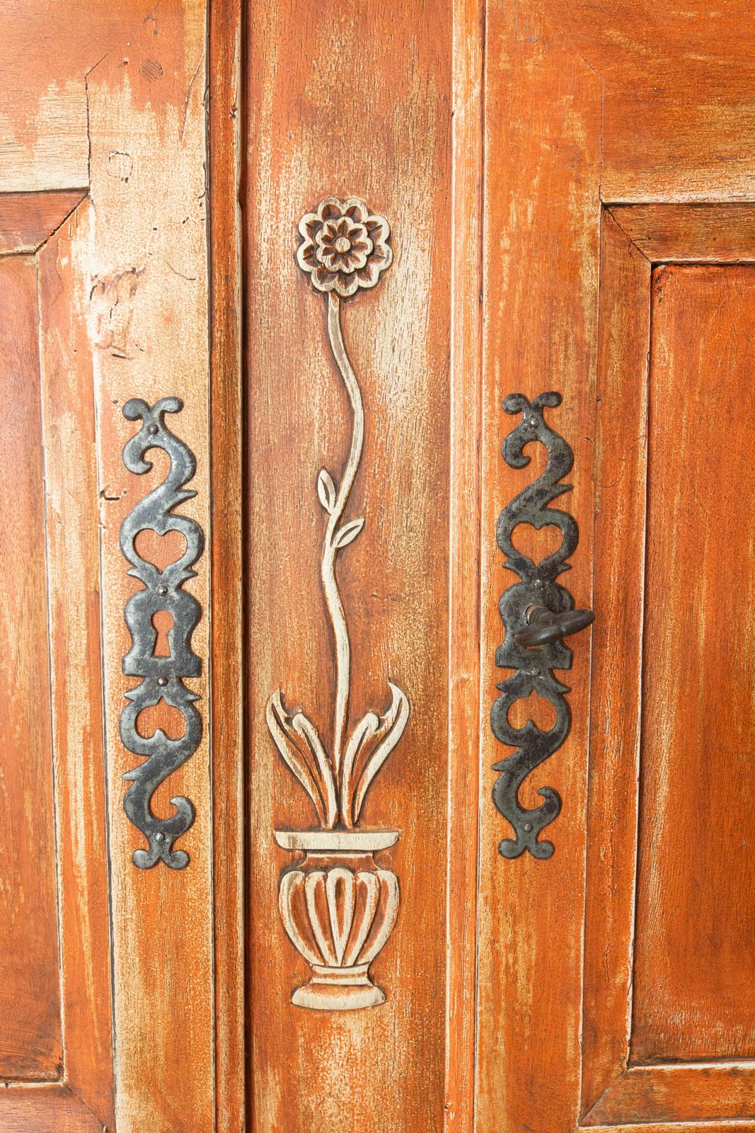 photo for sale Antique Walnut Sideboard Terracotta Color Patina Louis XV Style, 19th Century