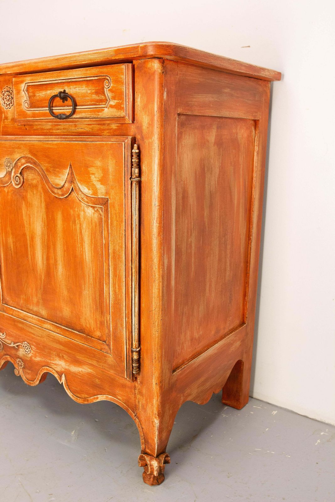 photo buy Antique Walnut Sideboard Terracotta Color Patina Louis XV Style, 19th Century