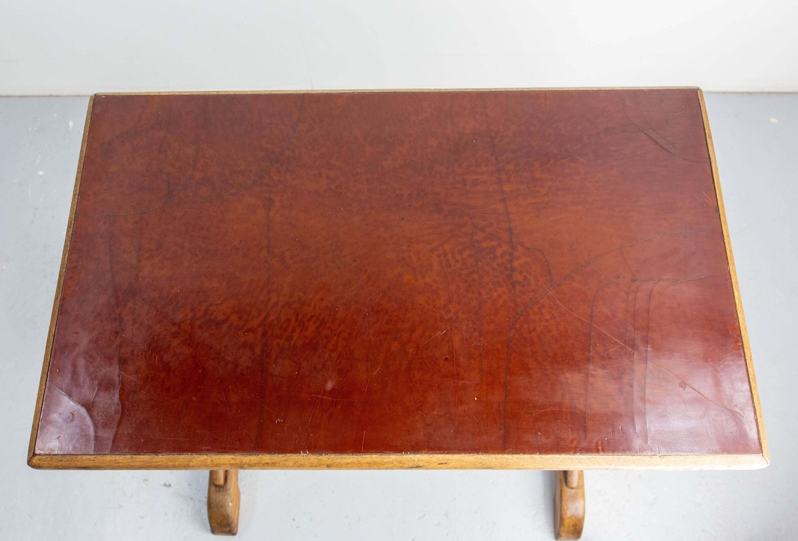 photo furniture French Paris Bistro Table Beech Bakelite & Brass Table, Early 20th Century