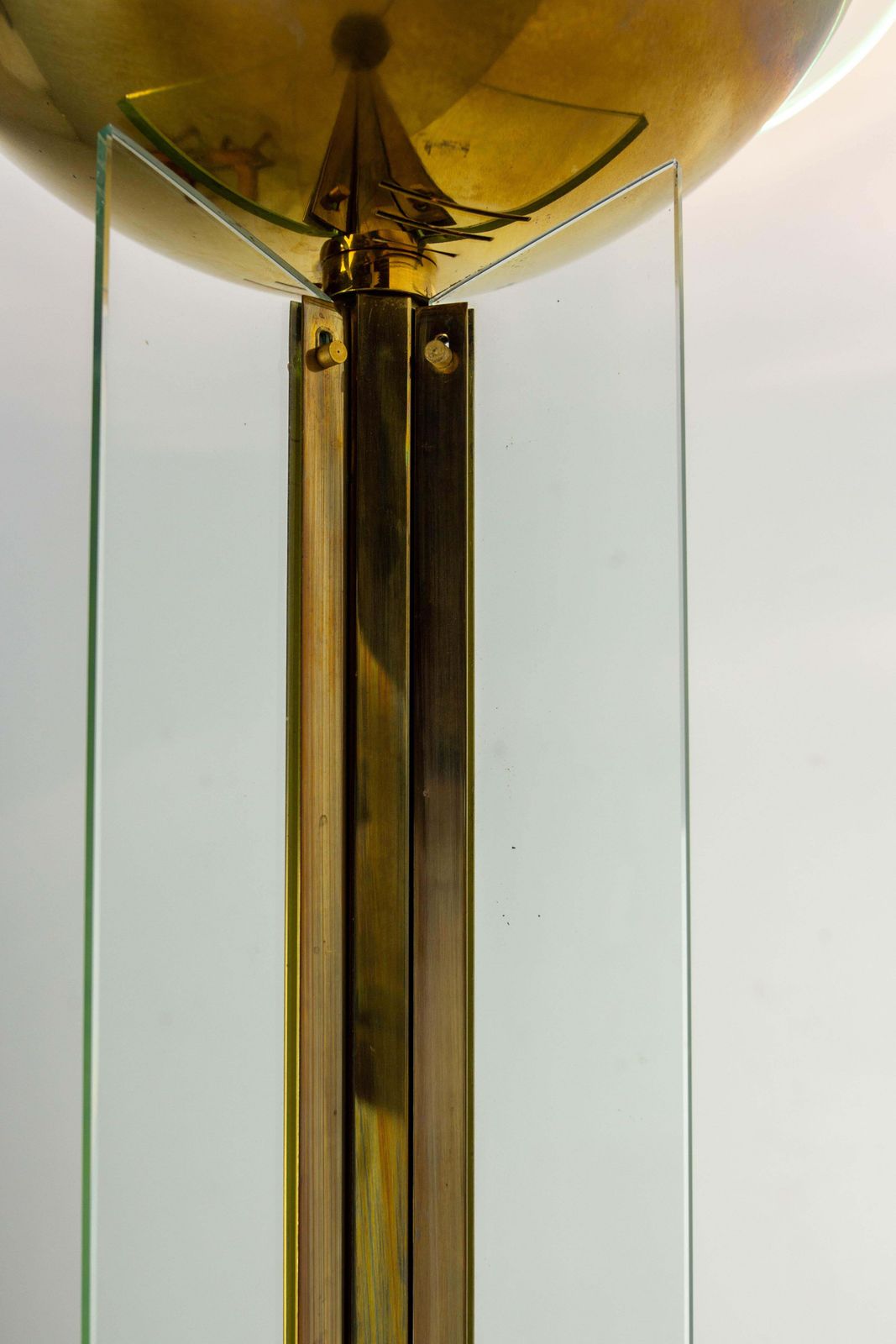 Brass And Glass Floor Lamp Lantern Vintage Chandelier, French, Circa 1980 photo vinterior