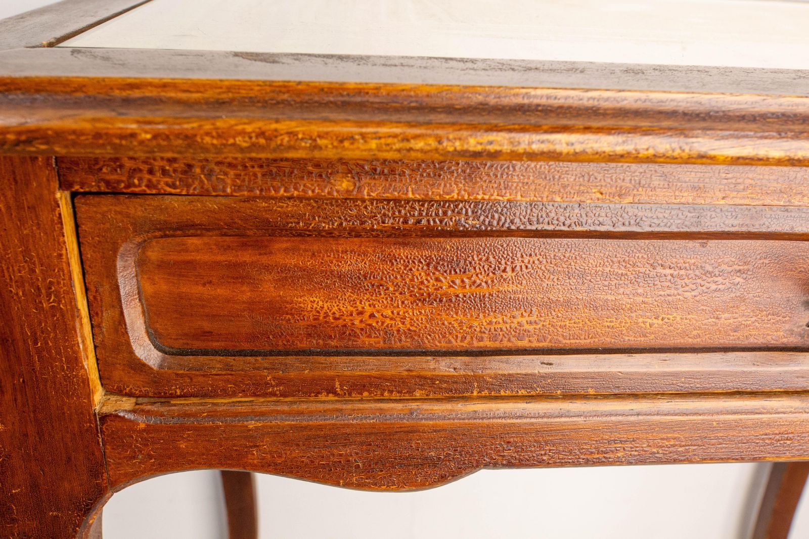 1500.0 French Art Nouveau Wood Side Table Writing Table Glass Top One Drawer, C 1920 photo