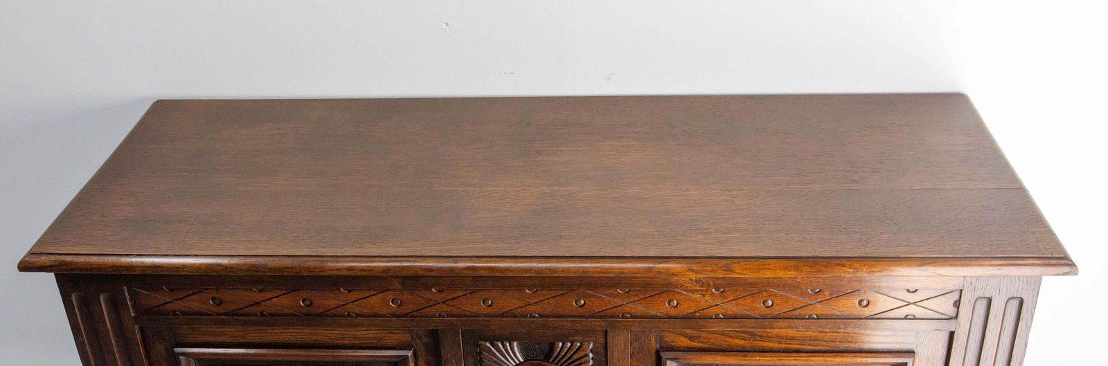 French Vintage Oak & Wrought Iron Buffet Neogothic Style Midcentury photo buy
