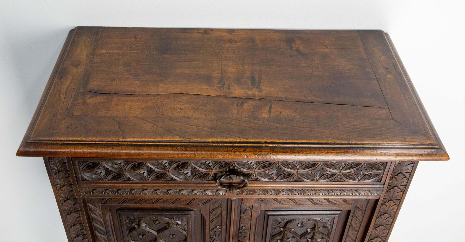 photo vinterior French Chestnut & Wrought Iron Buffet Neogothic Style Late 19th Century