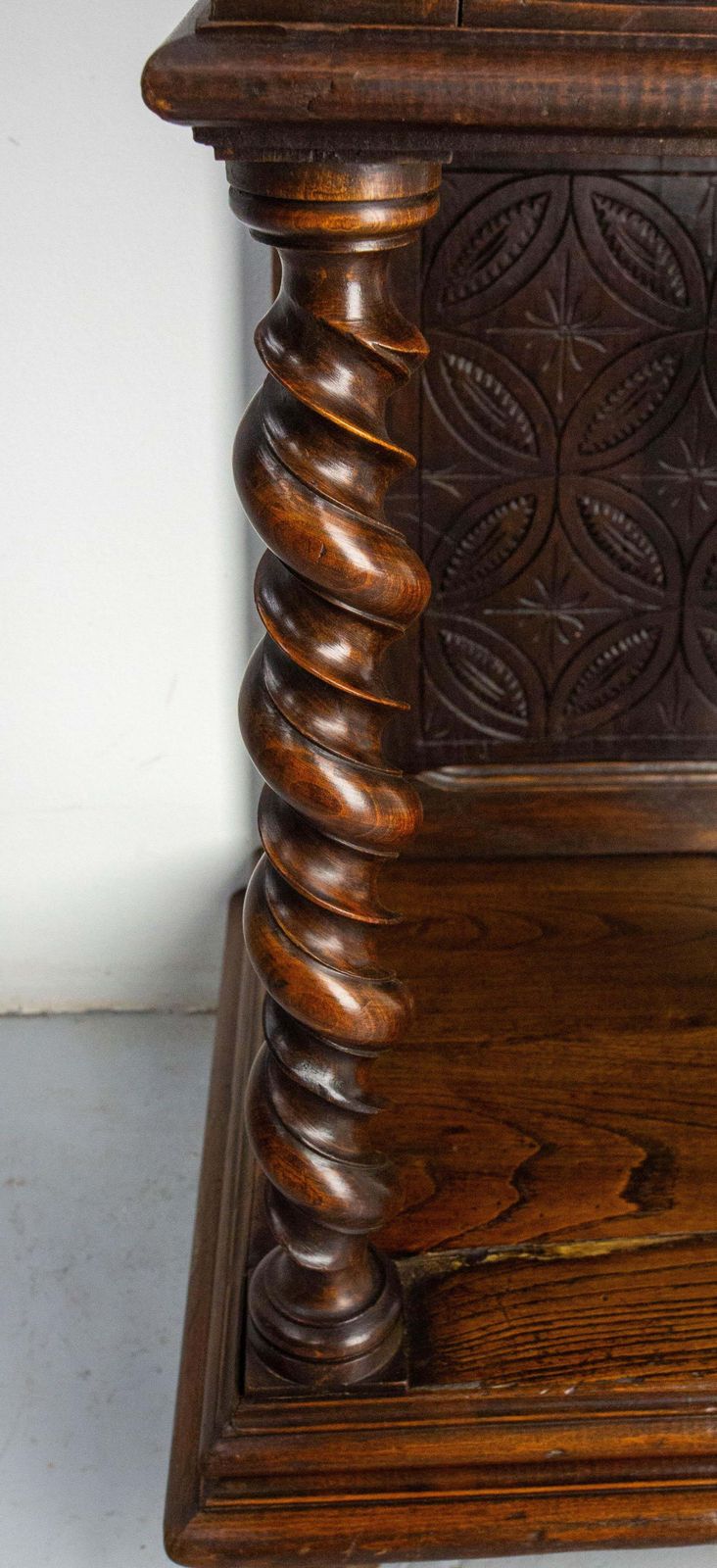 photo vintage French Chestnut & Wrought Iron Buffet Neogothic Style Late 19th Century