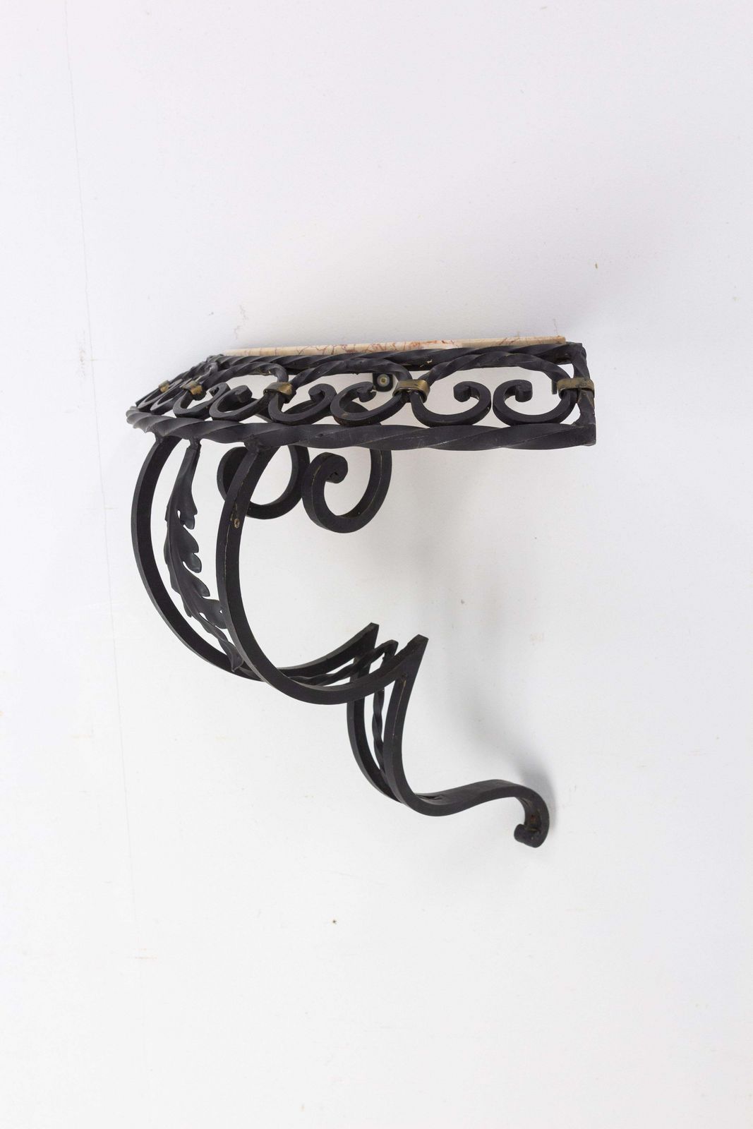 photo for sale Pair Of Art Deco Small Corner Console Tables French Brackets Wall Mounted