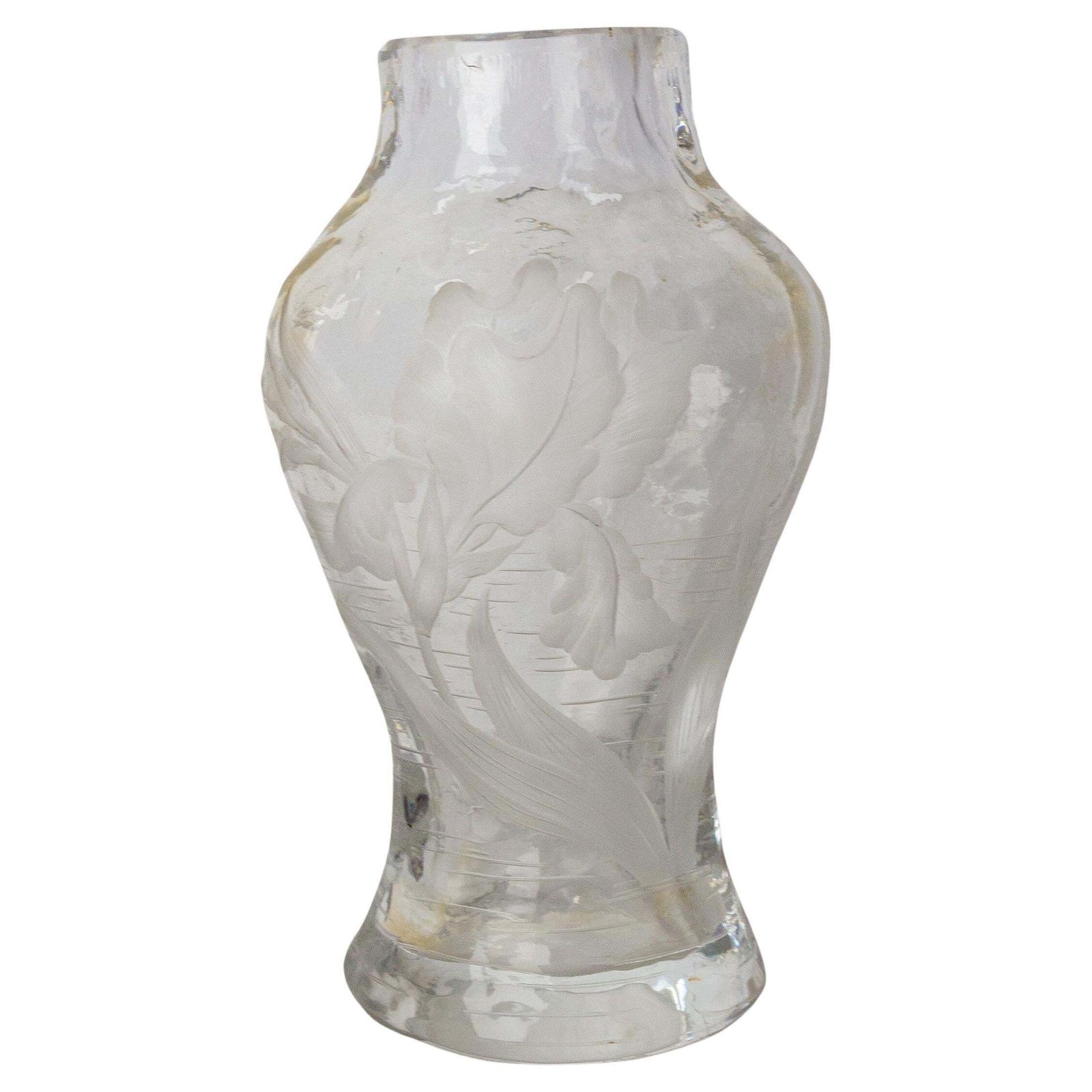 French Glass Vase With Iris And Lacusted Decoration Art Nouveau, Circa 1900 photo furniture