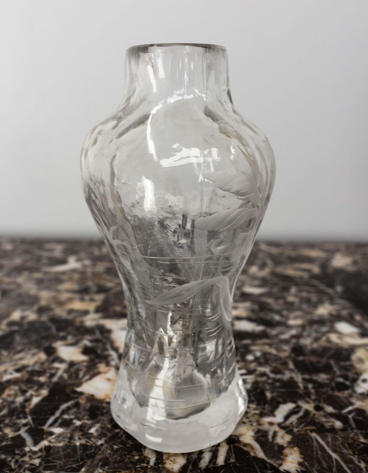 French Glass Vase With Iris And Lacusted Decoration Art Nouveau, Circa 1900 photo buy