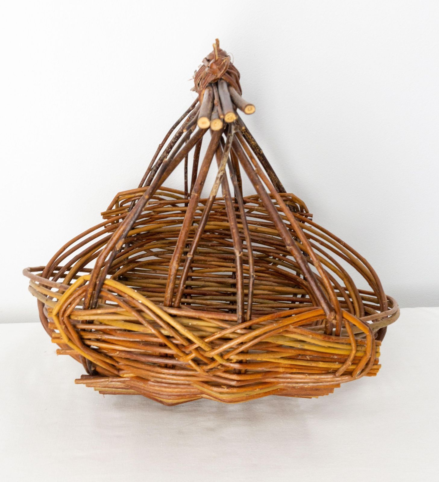 Mid Century Rattan Basket Centerpiece Fruit Cup, France photo for sale