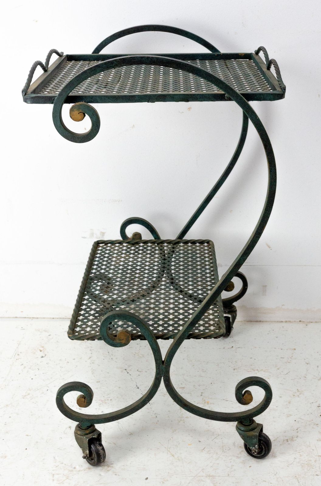 French Iron Table Trolley Console Desserte Side Table End Sofa With Wheels, 1960 photo vinterior