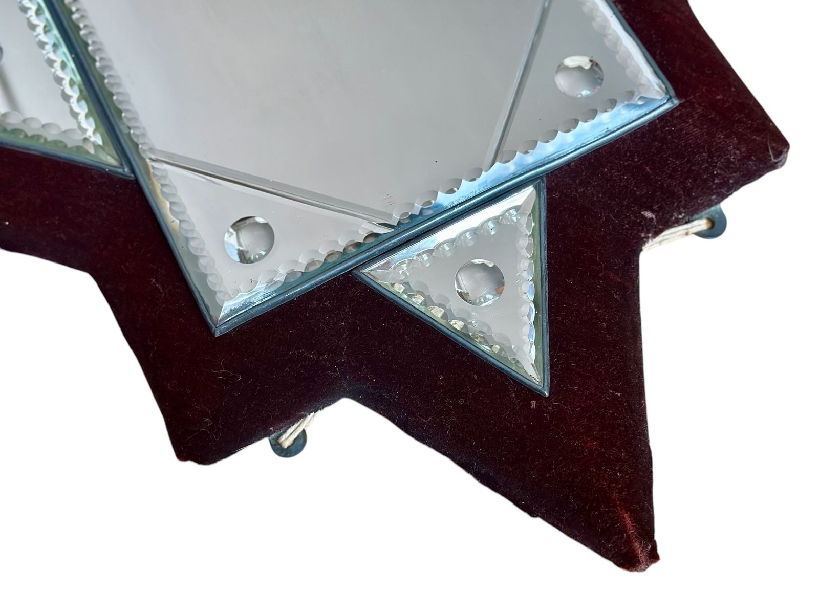 Late Victorian Pair Of Sorcerers Mirrors On Red Velvet Frame photo for sale