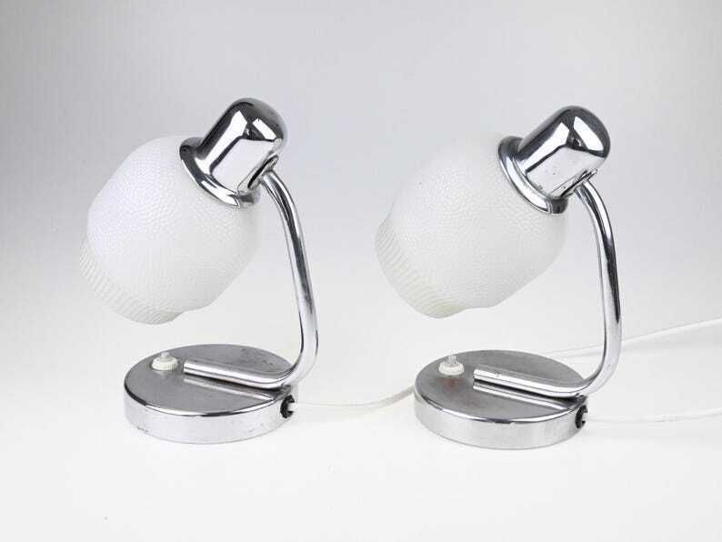 Mid Century Pair Lamps, Pair Of Lamps, Table Lamp, Desk Lamp, Bedside Lamp, Mid Century Lamp, Chrome Lamp, Table Light, Mid Century Lighting photo buy