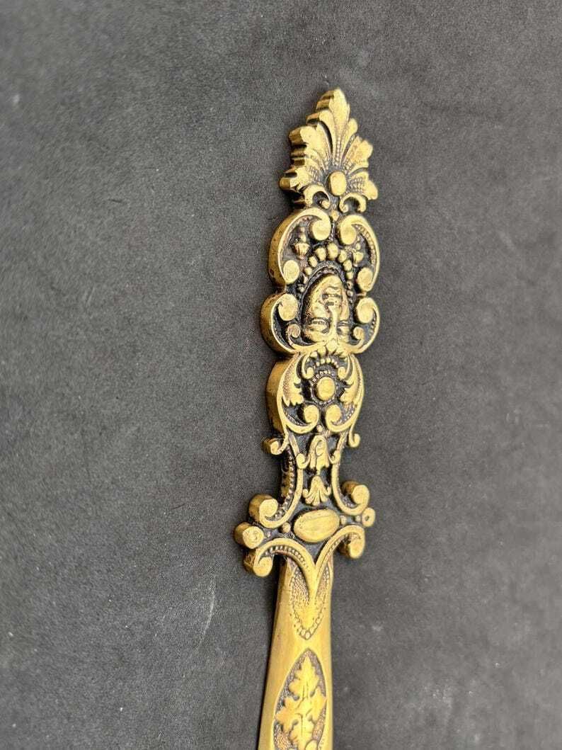 Letter Opener Art Brass Bronze Paper Cutter Knife Letter Opener Gift For Him Desk Accessories Antique Belgium Desk Decor Arlequin Decor photo for sale