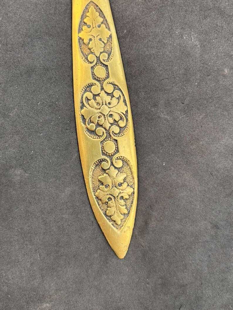 Letter Opener Art Brass Bronze Paper Cutter Knife Letter Opener Gift For Him Desk Accessories Antique Belgium Desk Decor Arlequin Decor photo Home Decor