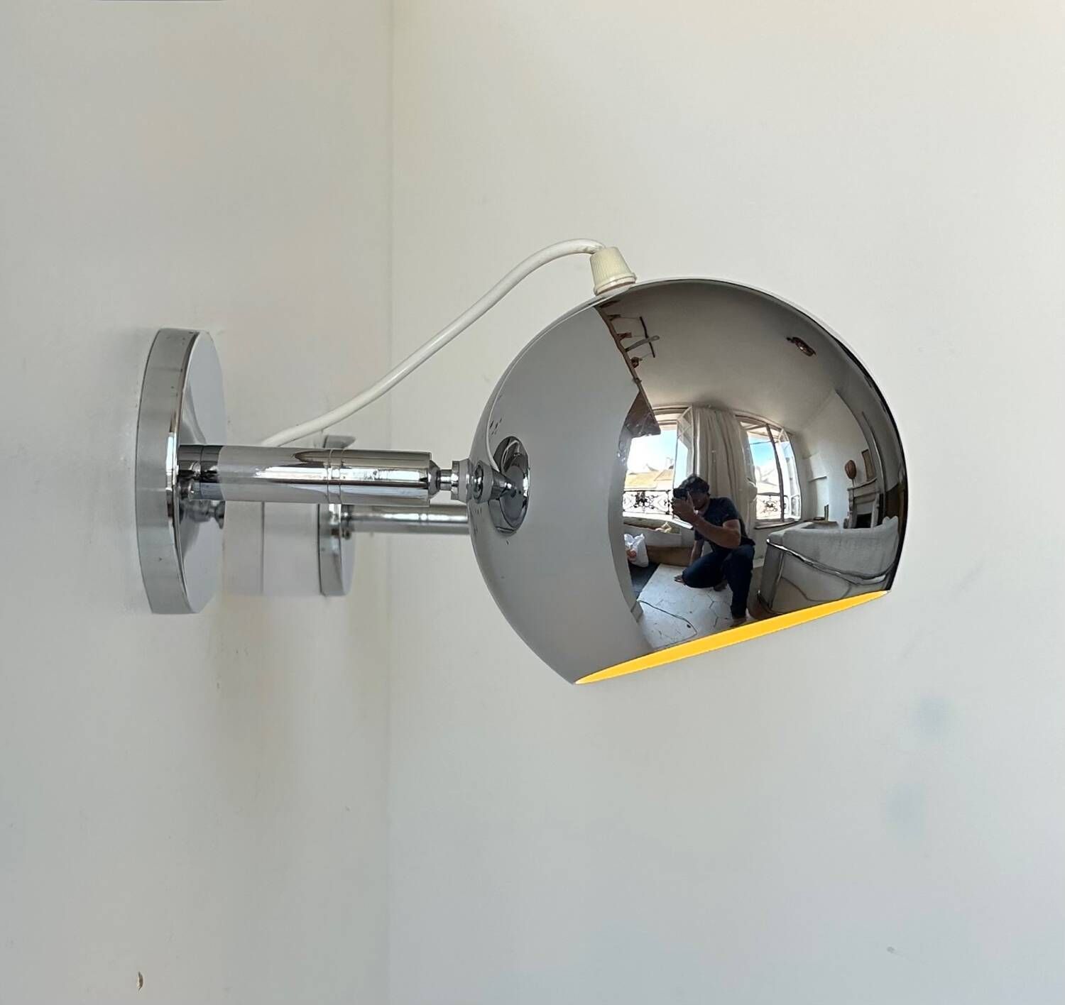 Pair Of Vintage Chrome Wall Lights, Adjustable, France 1960 photo Lighting
