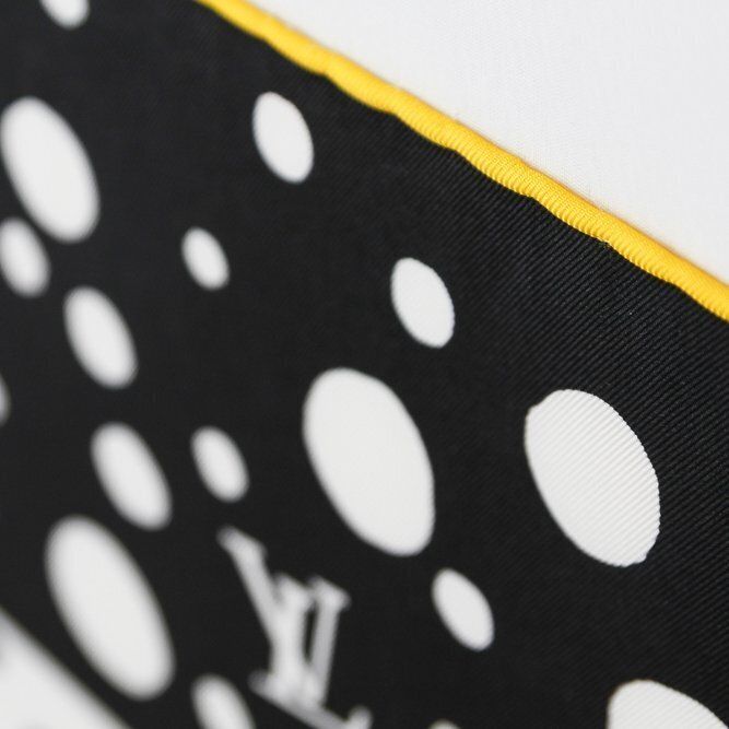 Louis Vuitton X Yayoi Kusama, Infinity Dots Pumpkin, Yellow & Black, 90cm, Framed Silk Scarf photo 2995.0