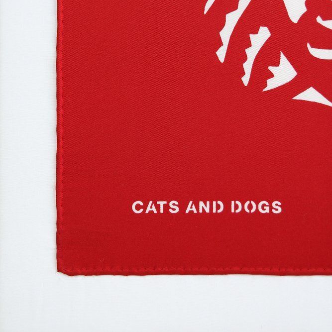 Ai Weiwei, Cats And Dogs, Red & White, 90cm, Framed Silk Scarf photo Art