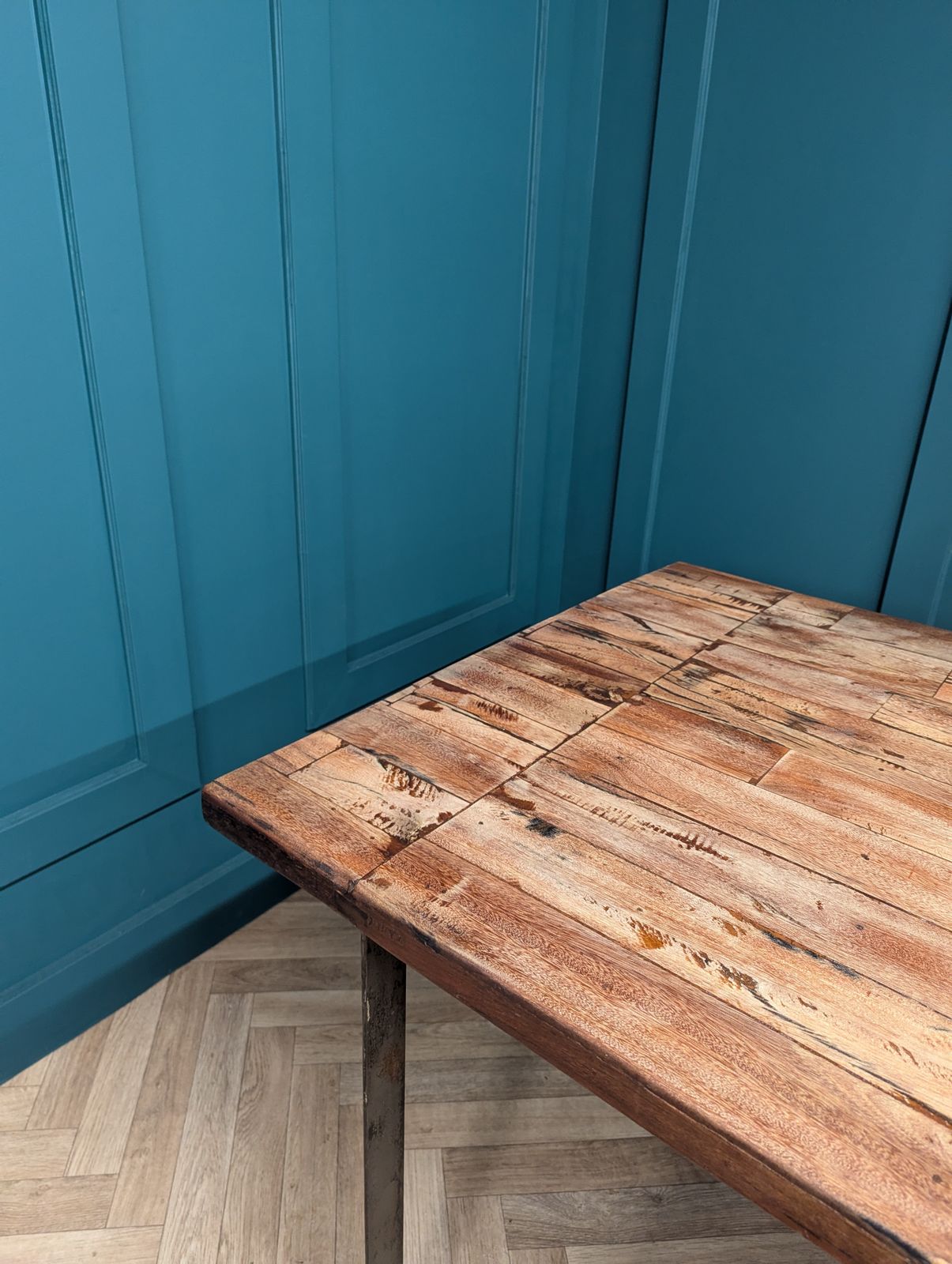 Industrial 'West Elm' Dining Table Made Of Solid Saal Wood photo furniture