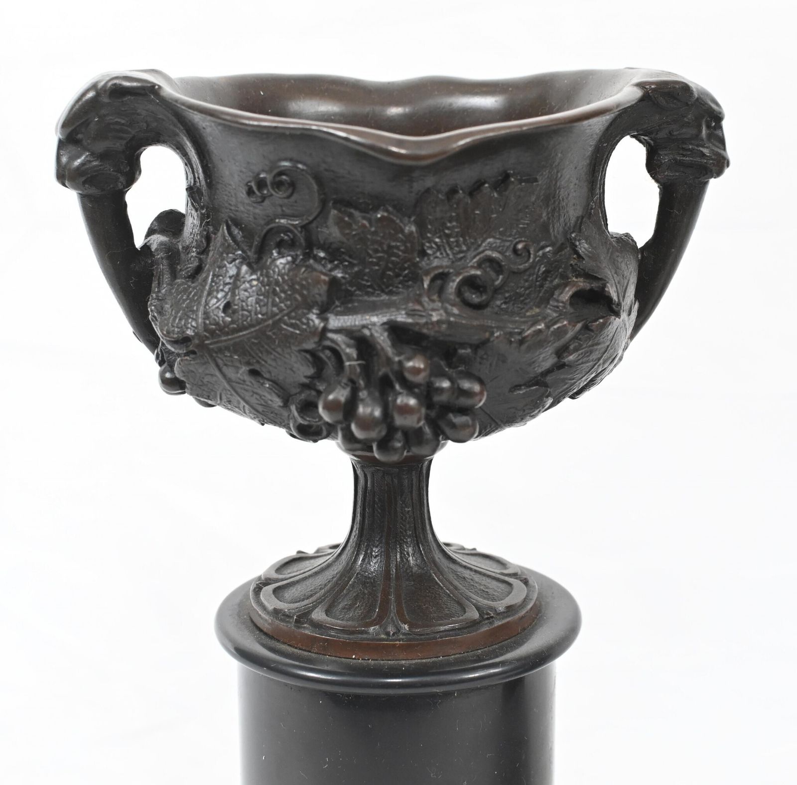 Pair Bronze Grand Tour Urns On Stands Marble Pedestal 1880 photo Garden Decor