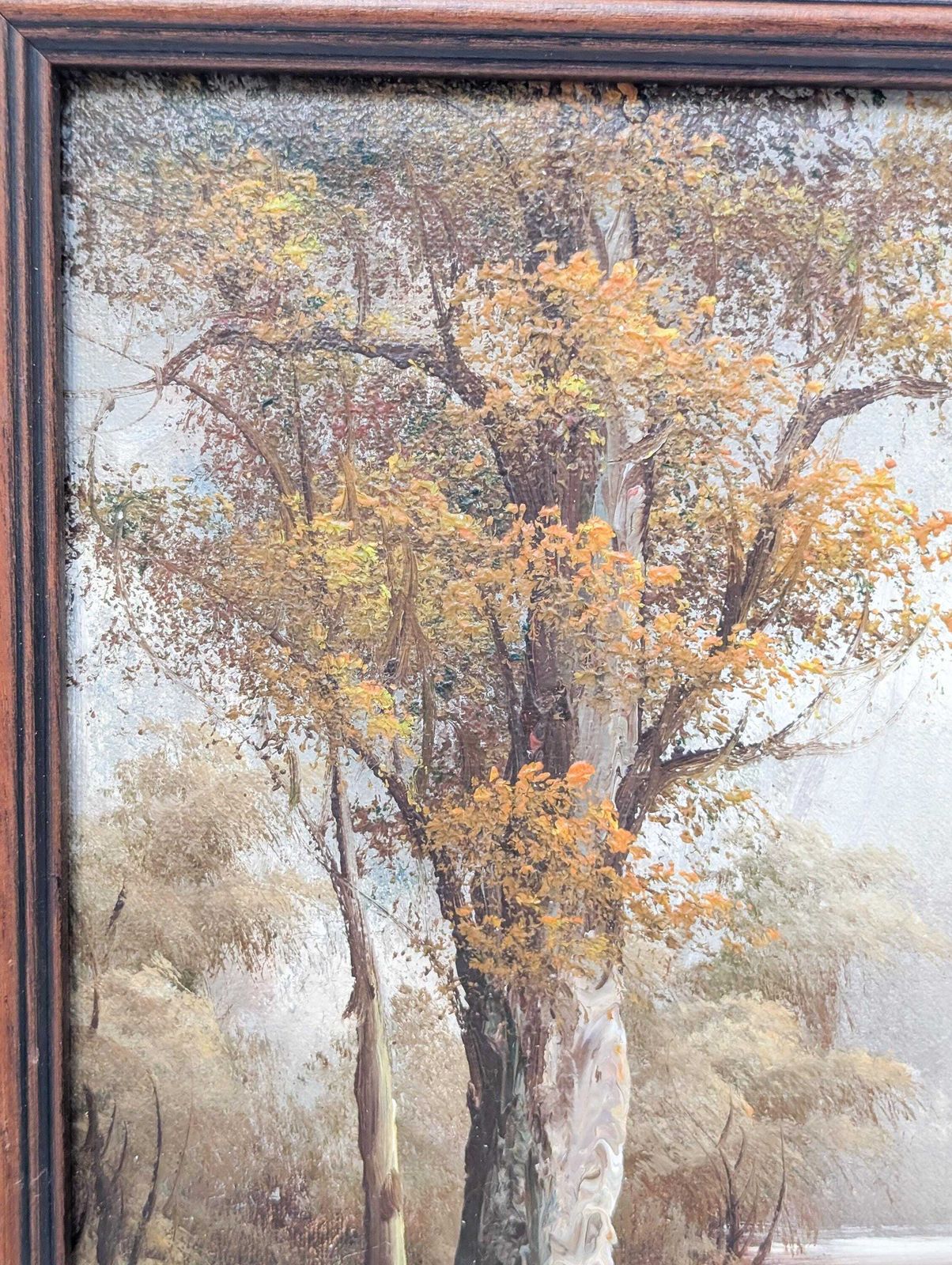 Original Vintage 1960s Small Oil Painting Landscape By I.Cafieri. Signed To Bottom Left. River, Woodland, Stream Oil Painting. photo Art