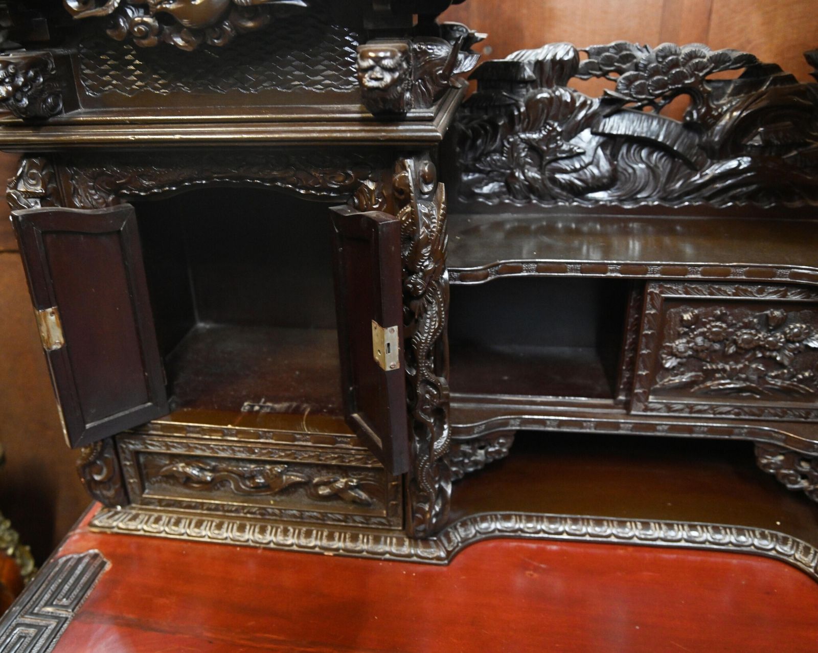 4550.0 Japanese Carved Desk And Chair Set Hardwood Meije photo