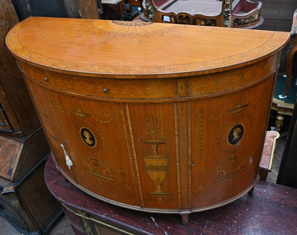 Regency Demi Lune Cabinet Classical Adams Satinwood photo for sale