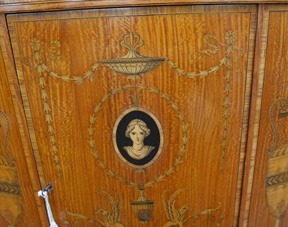 photo for sale Regency Demi Lune Cabinet Classical Adams Satinwood