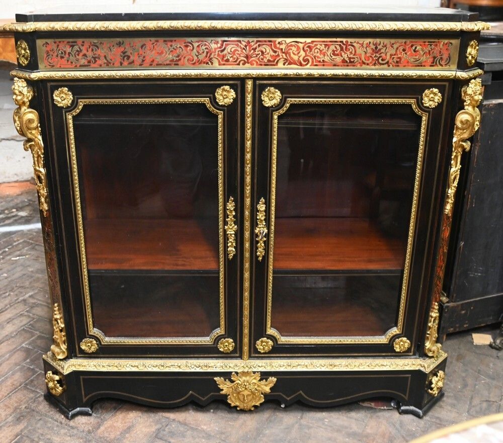 Antique Boulle Cabinet Vitrine Napoleon III 1860 photo for sale