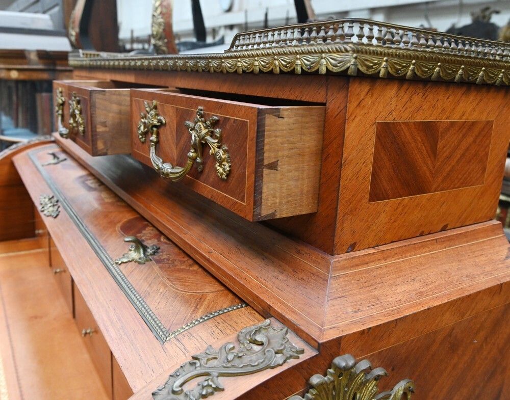 Furniture French Empire Roll Top Desk Bureau De Roi 1860 photo