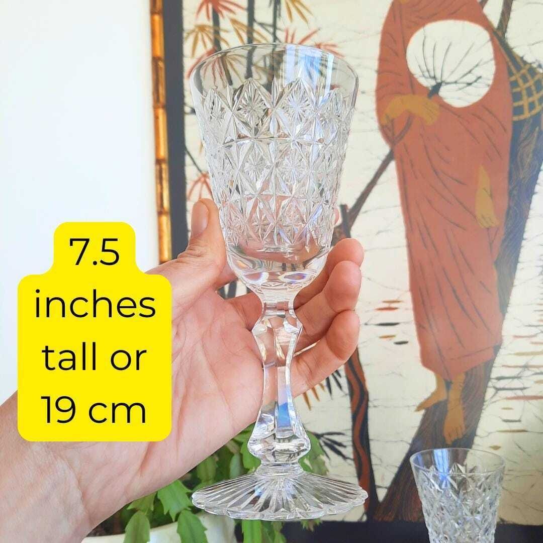 Pair Of Stuart Crystal Connaught Pattern Large Wine Goblets H 7.5'' Discontinued Rare Wedding Wine Glasses photo for sale