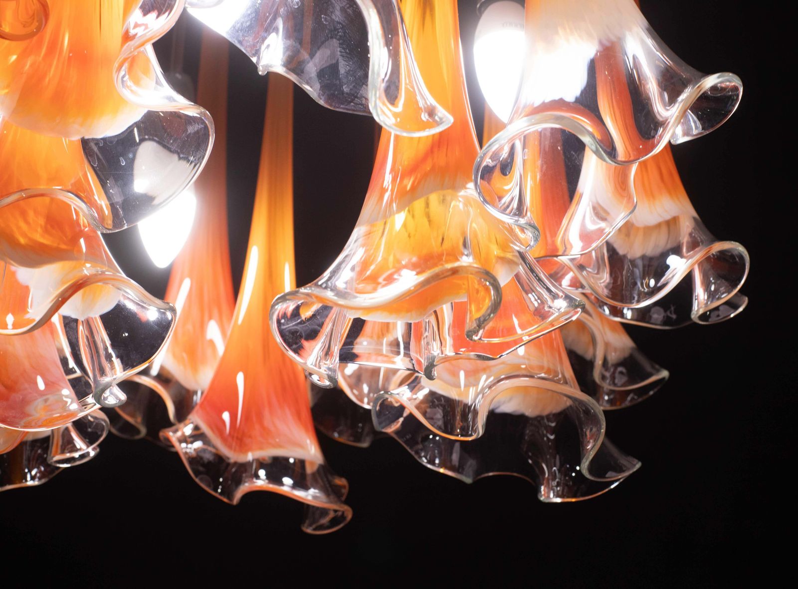 Great Design Murano Glass Orange Chandelier “Calle” By Venini, 1970 photo buy
