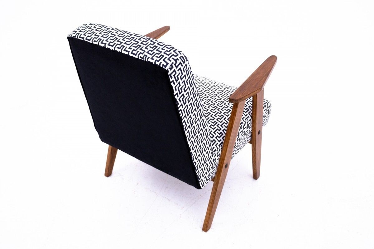 Black And White Midcentury Armchair Model 366 Designed By Chierowski, Poland, 1960s. photo for sale