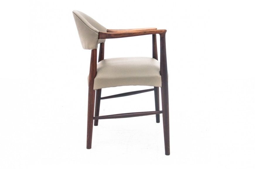 photo furniture Scandinavian Modern Beige Leather Armchair, Denmark, 1960s. After Restoration.
