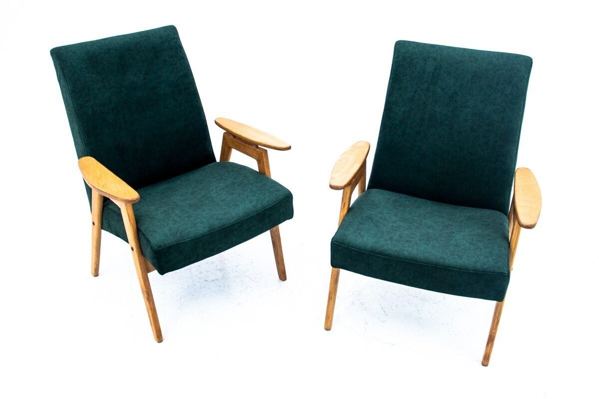 Two Vintage Green Armchairs By Jaroslav šmídek For Jitona, Czechoslovakia, 1960s photo for sale