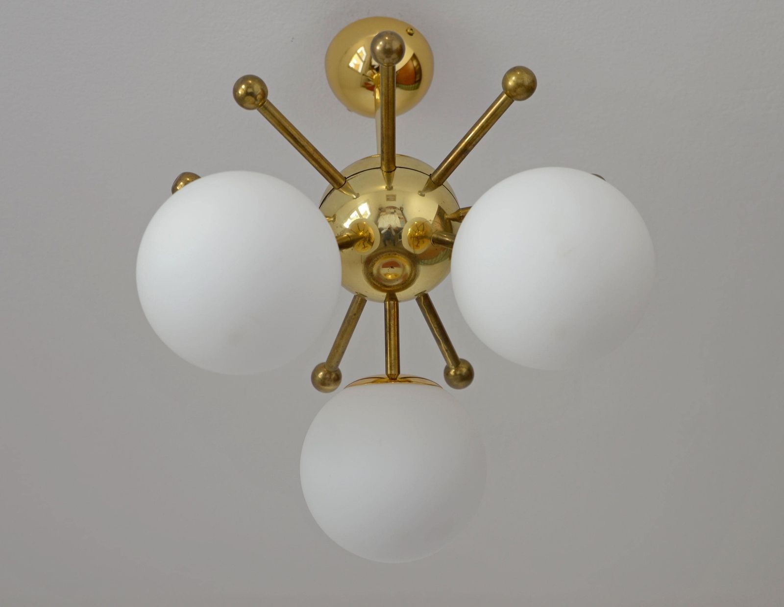 Vintage Pendant Lamp / Sputnik Chandelier / Hanging Lamp / Semi Flesh Mount / Space Age Accent Lamp / Mid Century / Gold Ceiling Light photo vinterior