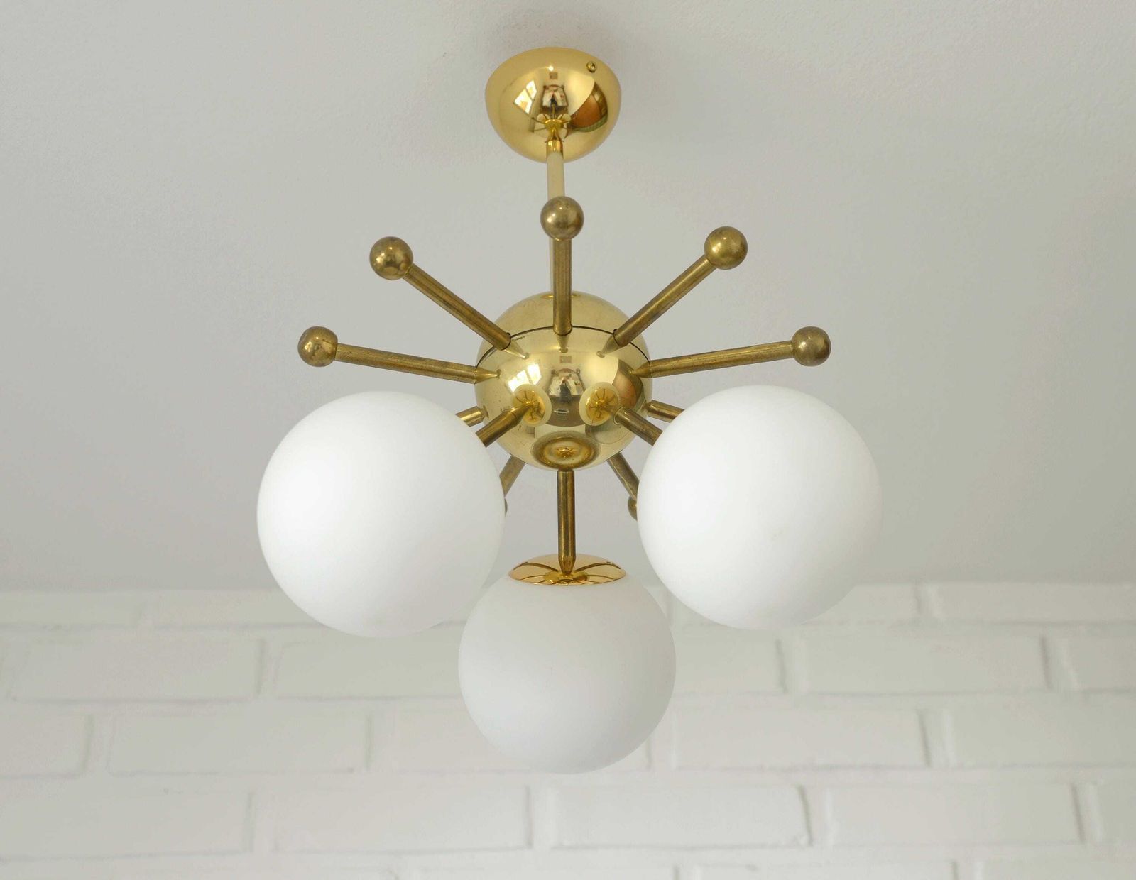 Vintage Pendant Lamp / Sputnik Chandelier / Hanging Lamp / Semi Flesh Mount / Space Age Accent Lamp / Mid Century / Gold Ceiling Light photo buy