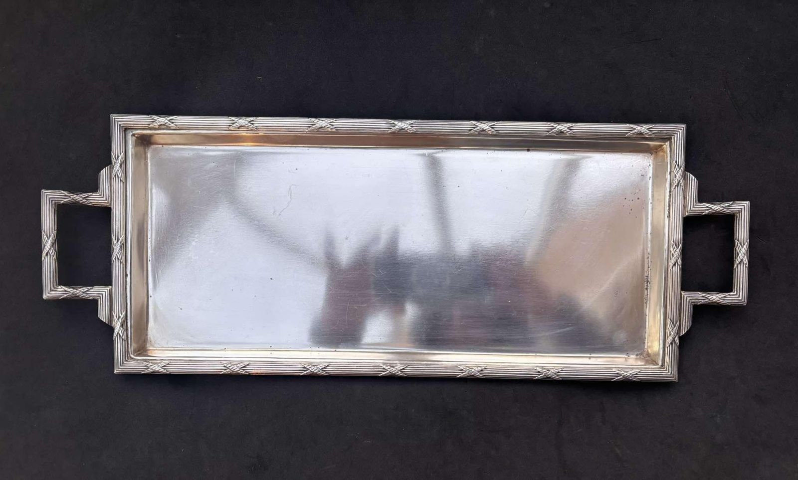 Antique German Serving Tray Appetizers Platter Silver Plated 1870s With Original Crystal Insert Snack Tray Dish Tapas Dips Party Plate photo 239.0