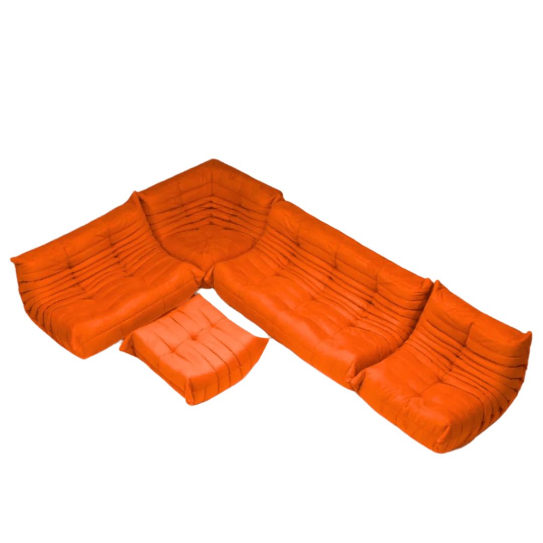 Ligne Roset By Michel Ducaroy Togo Orange Modular Sofa, Set Of Five