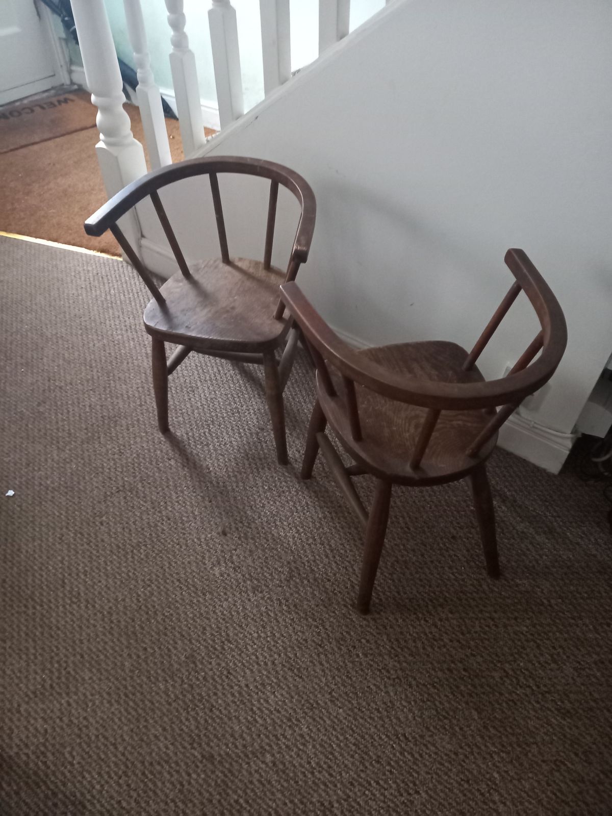 Pair Vintage Oak Children's Chairs photo furniture