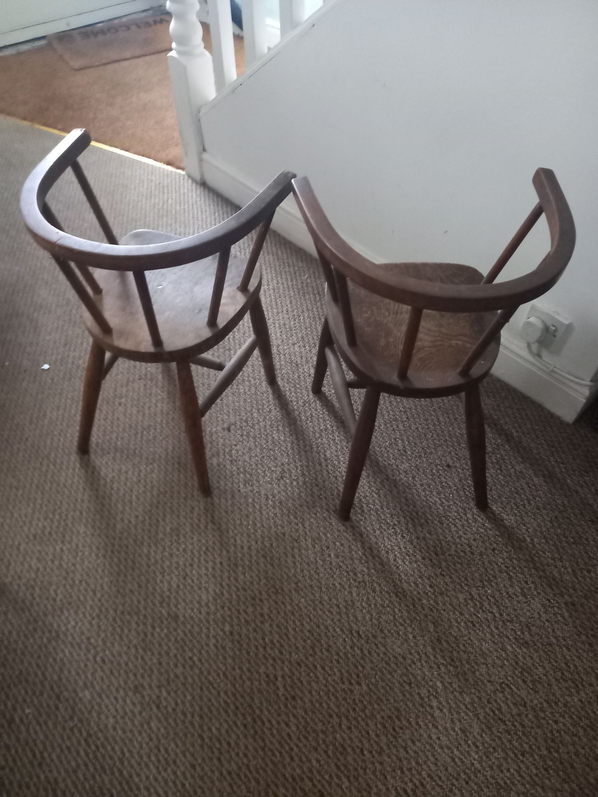 Pair Vintage Oak Children's Chairs photo for sale