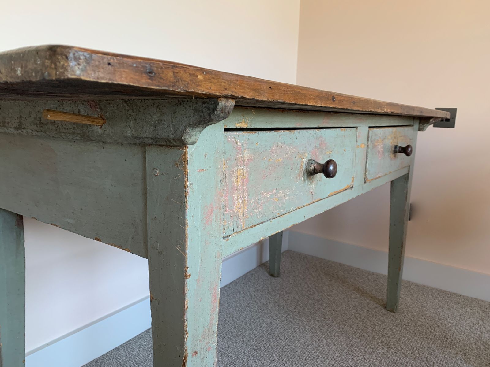 Antique French Farmhouse Refectory Dining Table With Drawers photo vintage